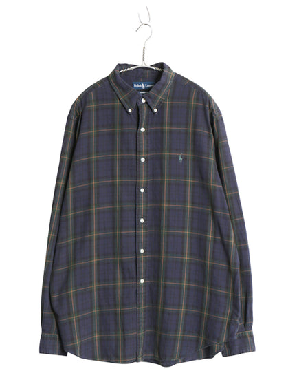00s ラルフローレン チェック 長袖 ボタンダウン シャツ メンズ XL オールド ポロ CLASSIC FIT コットン ワンポイント ポニー 大きいサイズ