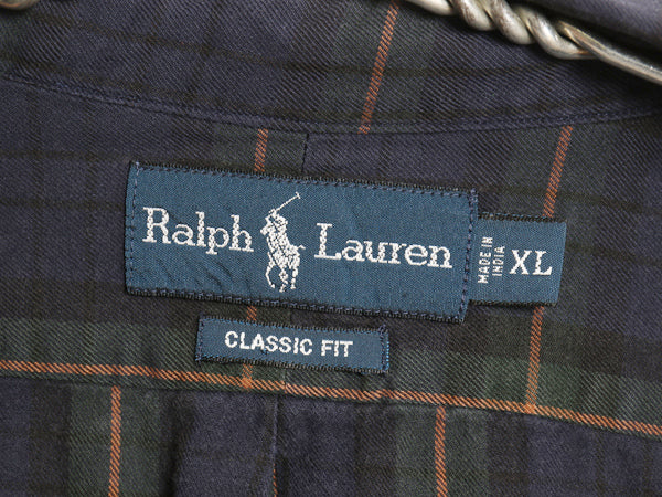 00s ラルフローレン チェック 長袖 ボタンダウン シャツ メンズ XL オールド ポロ CLASSIC FIT コットン ワンポイント ポニー 大きいサイズ
