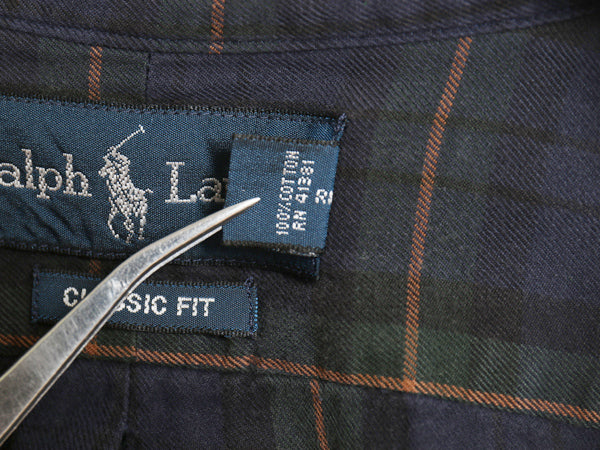 00s ラルフローレン チェック 長袖 ボタンダウン シャツ メンズ XL オールド ポロ CLASSIC FIT コットン ワンポイント ポニー 大きいサイズ