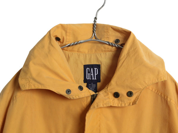 90s ★ オールド ギャップ コットン パーカー ジャケット メンズ S / 古着 旧タグ ハーフ コート フード フルジップ マンパ 薄手 黄 無地