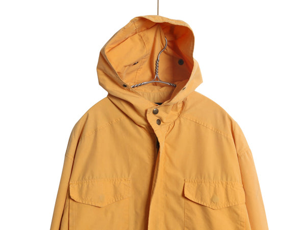 90s ★ オールド ギャップ コットン パーカー ジャケット メンズ S / 古着 旧タグ ハーフ コート フード フルジップ マンパ 薄手 黄 無地