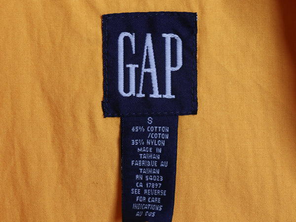 90s ★ オールド ギャップ コットン パーカー ジャケット メンズ S / 古着 旧タグ ハーフ コート フード フルジップ マンパ 薄手 黄 無地