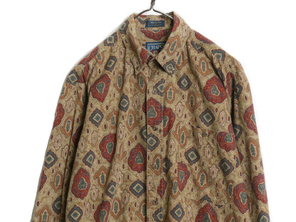 80s チャップス ラルフローレン 総柄 長袖 ボタンダウン シャツ メンズ M ヴィンテージ ポロ コットン 柄シャツ ポケット付き マルチカラー