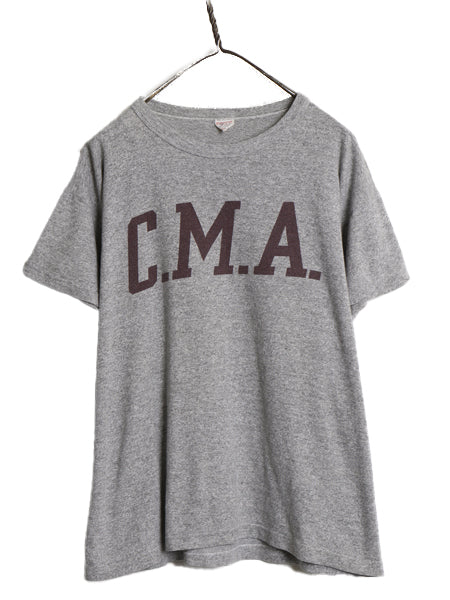 60s ランタグ ★ チャンピオン CMA カルバー ミリタリー アカデミー プリント Tシャツ メンズ L / USA製 ヴィンテージ ARMY 軍物 染込み 灰