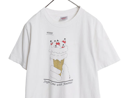 80s USA製 アート イラスト プリント Tシャツ メンズ L 古着 ヴィンテージ グラフィック キャラクター シングルステッチ ヘビーウェイト 白