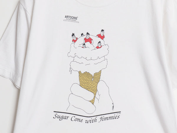 80s USA製 アート イラスト プリント Tシャツ メンズ L 古着 ヴィンテージ グラフィック キャラクター シングルステッチ ヘビーウェイト 白