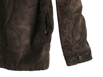 00s オールド ギャップ 本革 スウェード レザー シャツ ジャケット メンズ L 革ジャン 4ポケット ボックス タイプ ジャンパー ブルゾン 茶