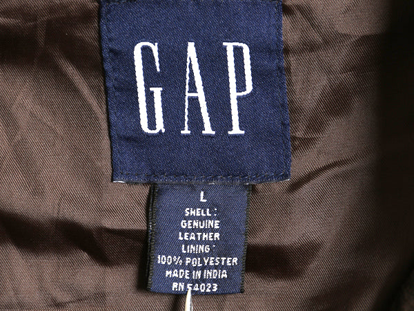 00s オールド ギャップ 本革 スウェード レザー シャツ ジャケット メンズ L 革ジャン 4ポケット ボックス タイプ ジャンパー ブルゾン 茶