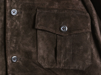 00s オールド ギャップ 本革 スウェード レザー シャツ ジャケット メンズ L 革ジャン 4ポケット ボックス タイプ ジャンパー ブルゾン 茶