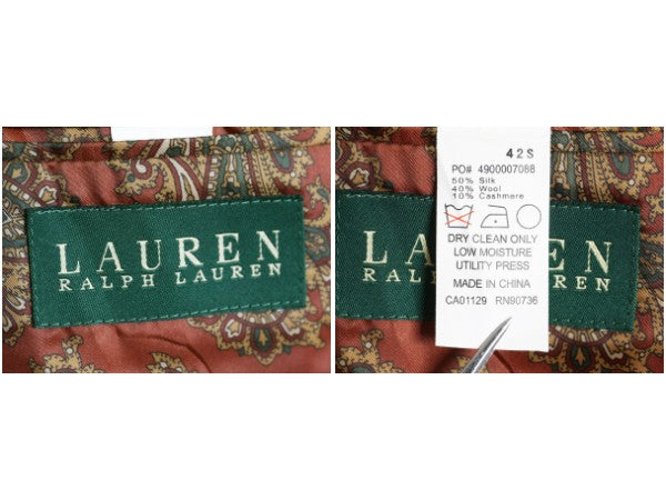00s ローレン ラルフローレン テーラード ジャケット メンズ L / オールド シルク ウール カシミヤ ブレザー ペイズリー 総柄 ライナー付き