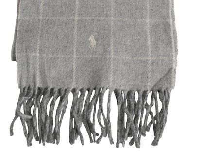 90s イタリア製 ポロ ラルフローレン フリンジ付き マフラー メンズ レディース / オールド リバーシブル チェック ラム ウール シンプル