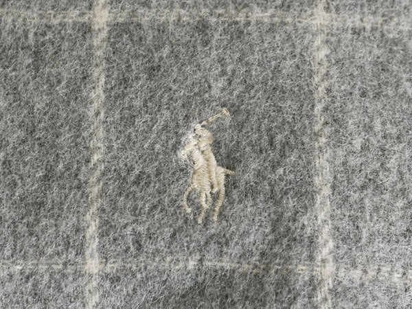 90s イタリア製 ポロ ラルフローレン フリンジ付き マフラー メンズ レディース / オールド リバーシブル チェック ラム ウール シンプル