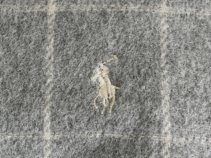 90s イタリア製 ポロ ラルフローレン フリンジ付き マフラー メンズ レディース / オールド リバーシブル チェック ラム ウール シンプル