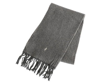 90s イタリア製 ポロ ラルフローレン フリンジ付き マフラー メンズ レディース / オールド リバーシブル チェック ラム ウール シンプル