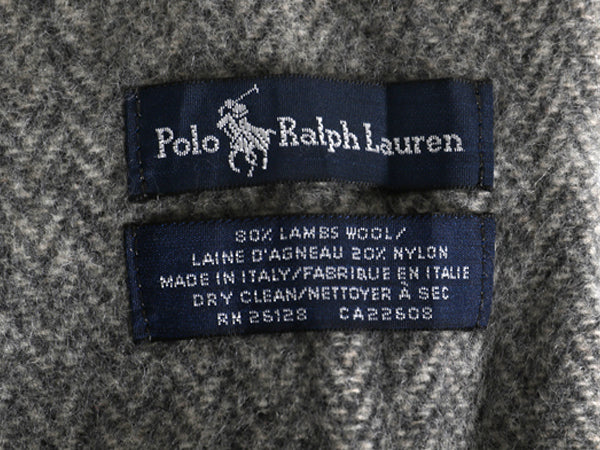 90s イタリア製 ポロ ラルフローレン フリンジ付き マフラー メンズ レディース / オールド リバーシブル チェック ラム ウール シンプル