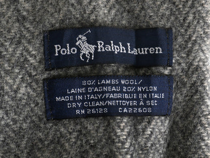 90s イタリア製 ポロ ラルフローレン フリンジ付き マフラー メンズ レディース / オールド リバーシブル チェック ラム ウール シンプル