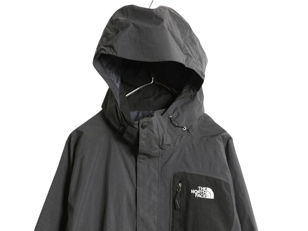 US企画 ノースフェイス ナイロン マウンテンパーカー ジャケット メンズ XXL 古着 HYVENT ジャンパー マンパ 大きいサイズ ツートン 灰 黒