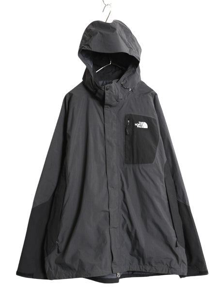 US企画 ノースフェイス ナイロン マウンテンパーカー ジャケット メンズ XXL 古着 HYVENT ジャンパー マンパ 大きいサイズ ツートン 灰 黒