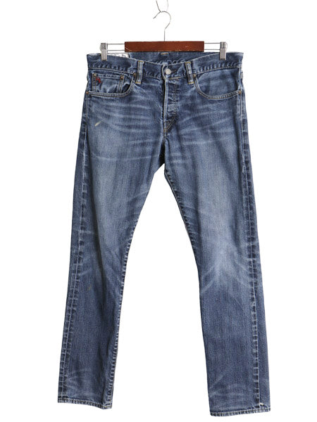 ポロ ラルフローレン デニム パンツ メンズ 33 30 / ヴィンテージ 加工 ジーンズ ジーパン スリム ストレート ボトムス ヒゲ アタリ 赤耳