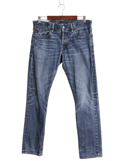ポロ ラルフローレン デニム パンツ メンズ 33 30 / ヴィンテージ 加工 ジーンズ ジーパン スリム ストレート ボトムス ヒゲ アタリ 赤耳