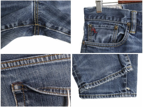 ポロ ラルフローレン デニム パンツ メンズ 33 30 / ヴィンテージ 加工 ジーンズ ジーパン スリム ストレート ボトムス ヒゲ アタリ 赤耳