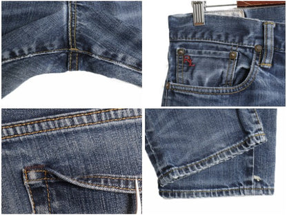 ポロ ラルフローレン デニム パンツ メンズ 33 30 / ヴィンテージ 加工 ジーンズ ジーパン スリム ストレート ボトムス ヒゲ アタリ 赤耳