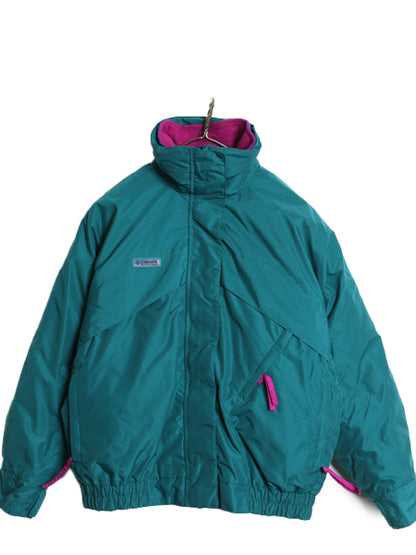 デッドストック 90s コロンビア ナイロン ジャケット レディース M 新品 オールド アウトドア 脱着 ダウン ライナー付き フルジップ 4WAY