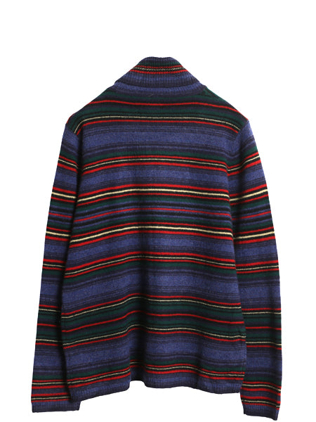 90s ローレン ラルフローレン タートルネック ボーダー ニット セーター レディース M オールド ポロ ラム ウール ハイネック マルチカラー