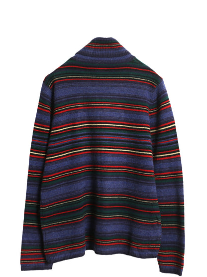 90s ローレン ラルフローレン タートルネック ボーダー ニット セーター レディース M オールド ポロ ラム ウール ハイネック マルチカラー