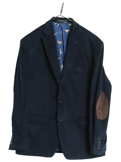 デッドストック 90s ローレン ラルフローレン コーデュロイ テーラード ジャケット メンズ M 程 オールド ブレザー 細畝 エルボーパッチ 紺