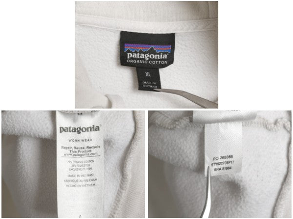 パタゴニア フルジップ スウェット フード パーカー メンズ XL / 17年製 トレーナー 裏起毛 ヘビーウェイト ワンポイント 大きいサイズ 白