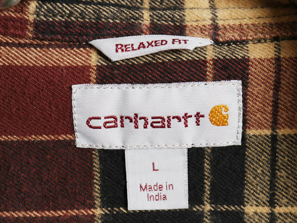 US企画 カーハート 長袖 ボタンダウン フランネル シャツ メンズ L / チェック RELAXED FIT ネルシャツ ワーク コットン 廃盤 マルチカラー