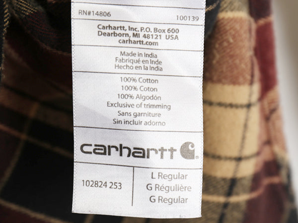 US企画 カーハート 長袖 ボタンダウン フランネル シャツ メンズ L / チェック RELAXED FIT ネルシャツ ワーク コットン 廃盤 マルチカラー