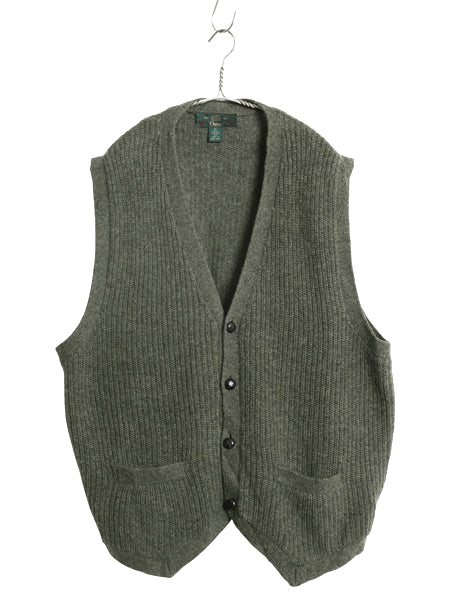 90s オービス ニット ベスト メンズ XL オールド シェットランド ウール セーター 前開き 重ね着 ポケット付き ジレ リブ編み 大きいサイズ