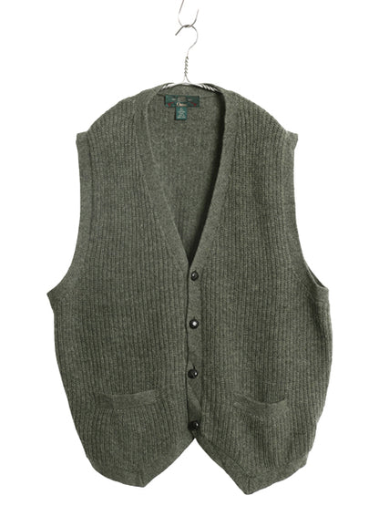 90s オービス ニット ベスト メンズ XL オールド シェットランド ウール セーター 前開き 重ね着 ポケット付き ジレ リブ編み 大きいサイズ