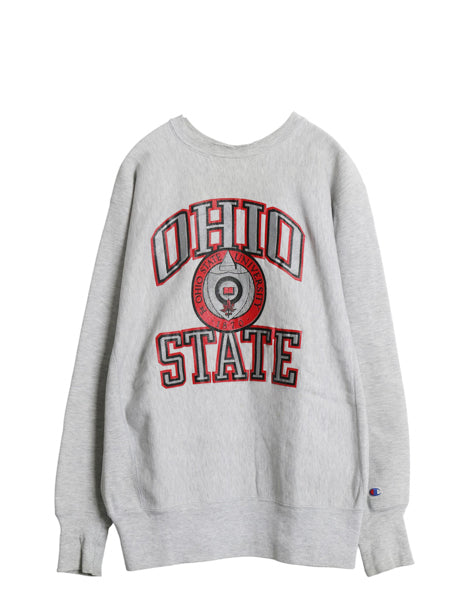 90s USA製 ★ チャンピオン リバースウィーブ 3段 カレッジ プリント スウェット メンズ XL / オールド トレーナー 裏起毛 灰 大きいサイズ
