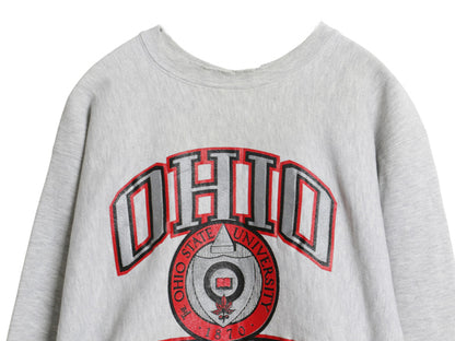 90s USA製 ★ チャンピオン リバースウィーブ 3段 カレッジ プリント スウェット メンズ XL / オールド トレーナー 裏起毛 灰 大きいサイズ