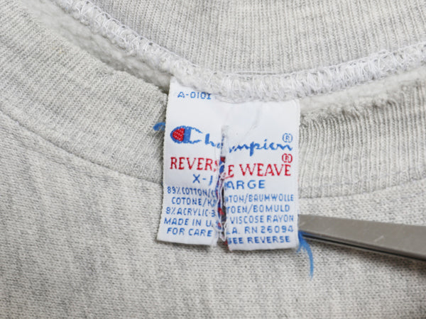90s USA製 ★ チャンピオン リバースウィーブ 3段 カレッジ プリント スウェット メンズ XL / オールド トレーナー 裏起毛 灰 大きいサイズ