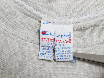 90s USA製 ★ チャンピオン リバースウィーブ 3段 カレッジ プリント スウェット メンズ XL / オールド トレーナー 裏起毛 灰 大きいサイズ
