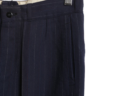 30s 40s デッドストック ★ ストライプ スラックス パンツ 30 31 ヴィンテージ コットン ウール ボタンフライ ワーク ストレート 裾ダブル