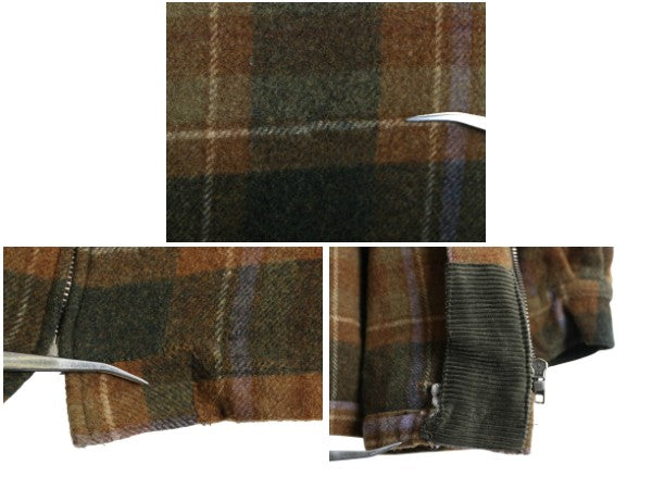 00s ローレン ラルフローレン チェック シャツ ジャケット レディース M ポロ ラム ウール フルジップ 長袖シャツ ボックス エルボーパッチ