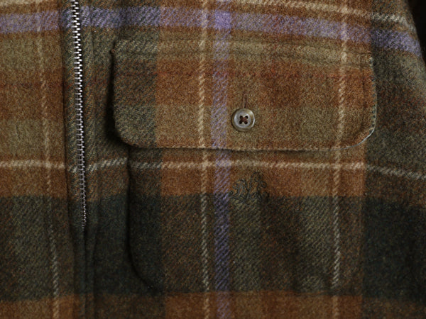 00s ローレン ラルフローレン チェック シャツ ジャケット レディース M ポロ ラム ウール フルジップ 長袖シャツ ボックス エルボーパッチ