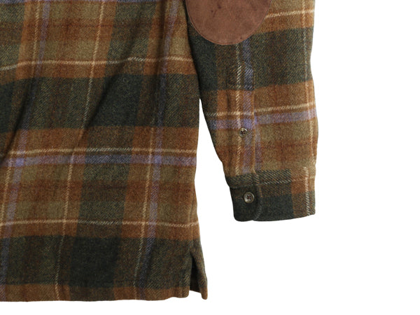 00s ローレン ラルフローレン チェック シャツ ジャケット レディース M ポロ ラム ウール フルジップ 長袖シャツ ボックス エルボーパッチ