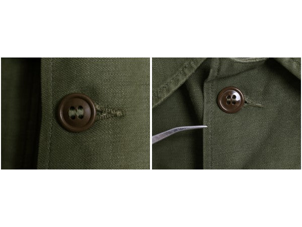 60s 米軍実物 US ARMY コットン サテン ユーティリティ シャツ M 程 古着 ヴィンテージ 1st 初期 筒袖 ミリタリー 軍物 OG107 フルパッチ