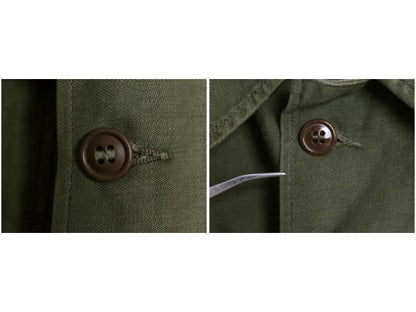 60s 米軍実物 US ARMY コットン サテン ユーティリティ シャツ M 程 古着 ヴィンテージ 1st 初期 筒袖 ミリタリー 軍物 OG107 フルパッチ