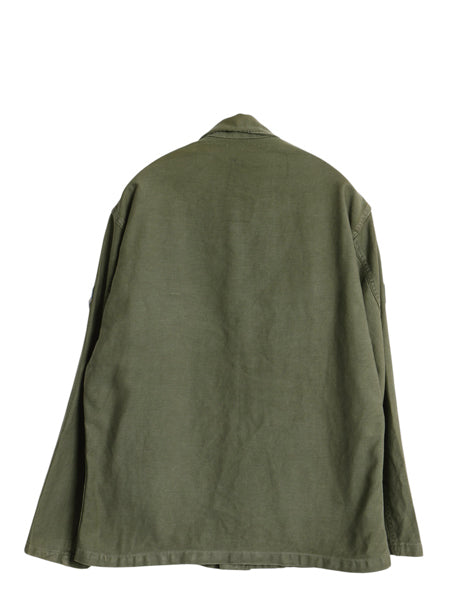 60s 米軍実物 US ARMY コットン サテン ユーティリティ シャツ M 程 古着 ヴィンテージ 1st 初期 筒袖 ミリタリー 軍物 OG107 フルパッチ