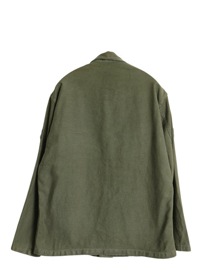 60s 米軍実物 US ARMY コットン サテン ユーティリティ シャツ M 程 古着 ヴィンテージ 1st 初期 筒袖 ミリタリー 軍物 OG107 フルパッチ