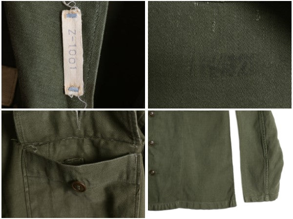 60s 米軍実物 US ARMY コットン サテン ユーティリティ シャツ M 程 古着 ヴィンテージ 1st 初期 筒袖 ミリタリー 軍物 OG107 フルパッチ