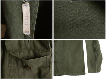 60s 米軍実物 US ARMY コットン サテン ユーティリティ シャツ M 程 古着 ヴィンテージ 1st 初期 筒袖 ミリタリー 軍物 OG107 フルパッチ