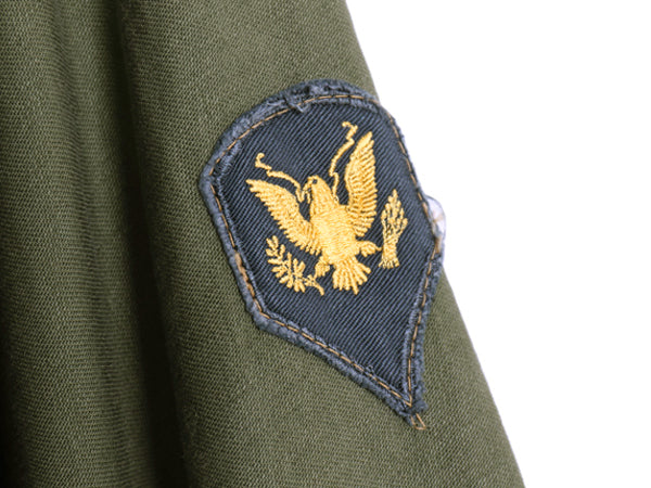 60s 米軍実物 US ARMY コットン サテン ユーティリティ シャツ M 程 古着 ヴィンテージ 1st 初期 筒袖 ミリタリー 軍物 OG107 フルパッチ